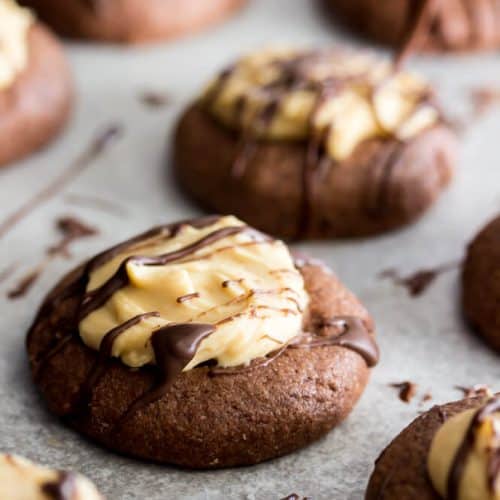 Chocolate Peanut Butter Thumbprint Cookies