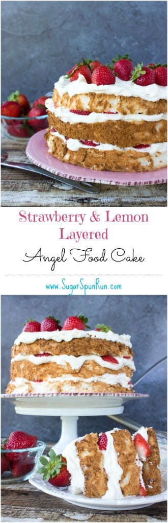 Strawberry and lemon layered angel food cake SugarSpunRun