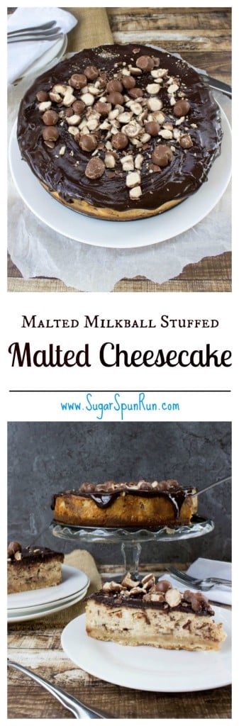 Whopper candy stuffed malted cheesecake www.SugarSpunRun.com