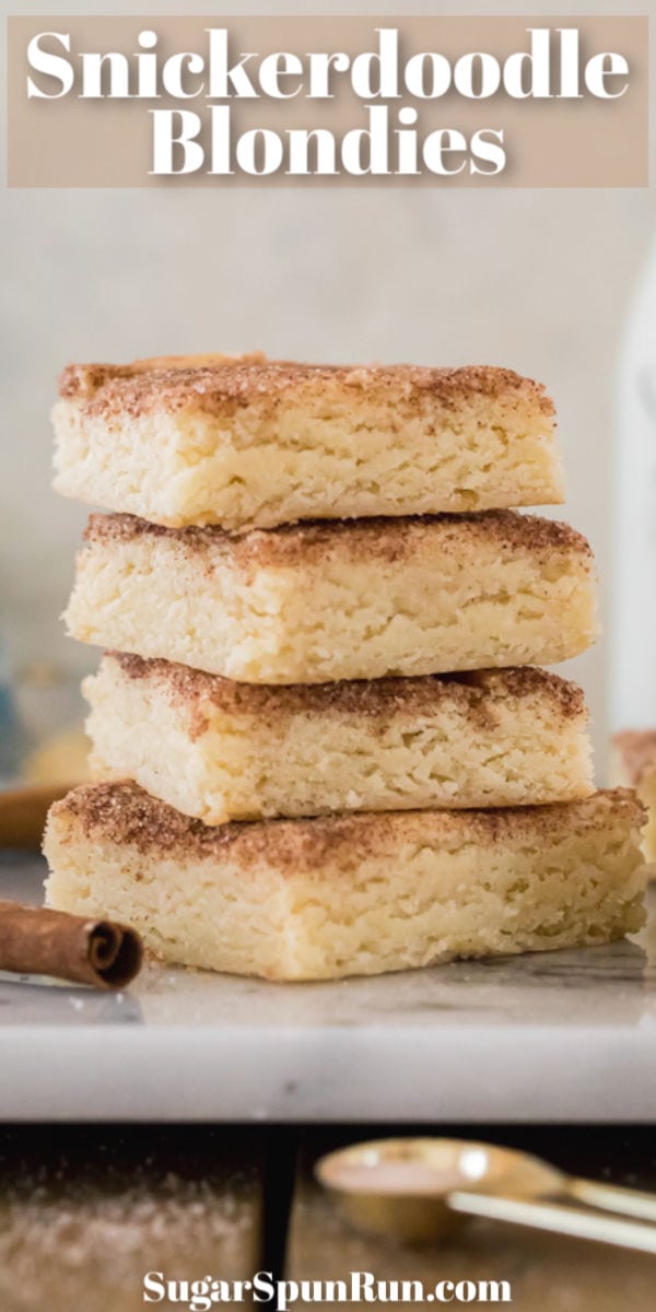 stack of snickerdoodle blondies on marble
