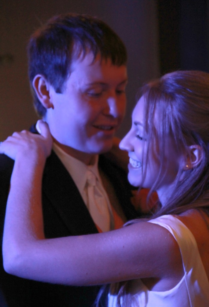 bride and groom dancing