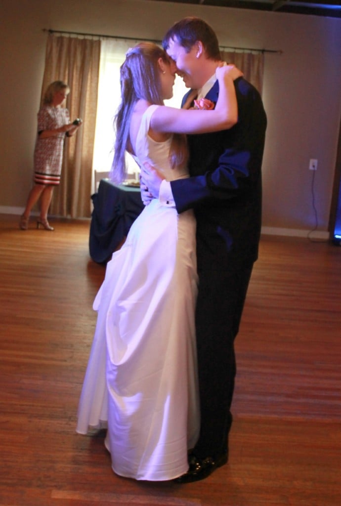bride and groom dancing