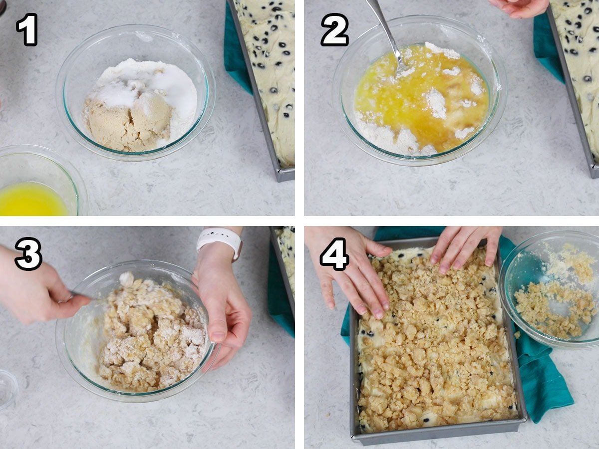 collage of preparing streusel