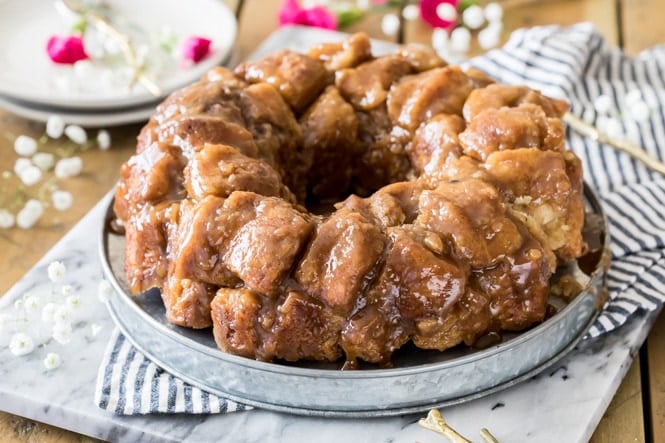 Monkey Bread cooling on cake platter