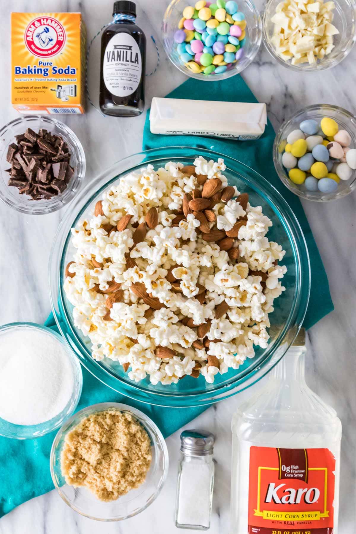 overhead of ingredients needed for bunny munch