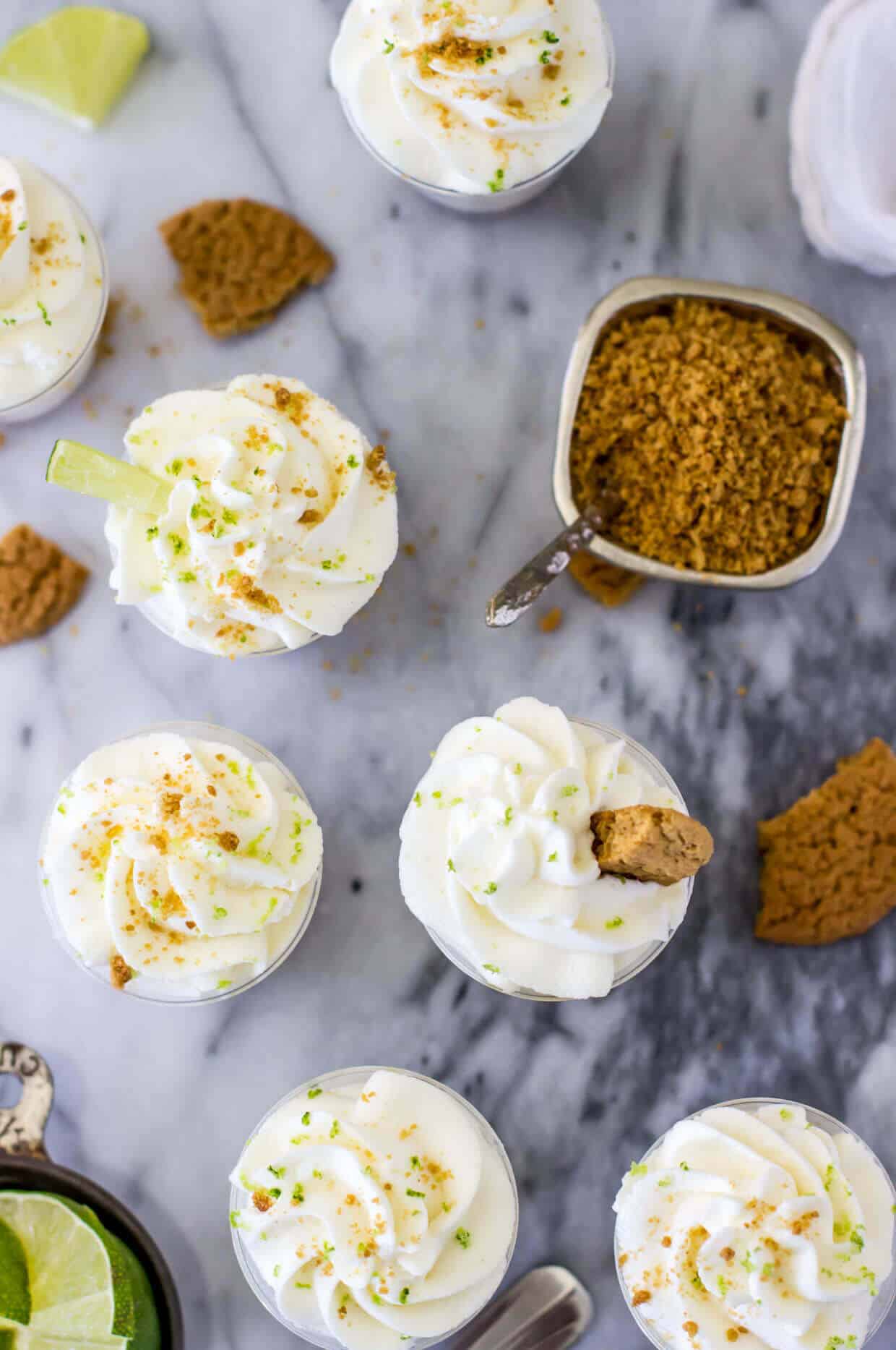 Key Lime Pie Dessert Shooters with gingersnap crust