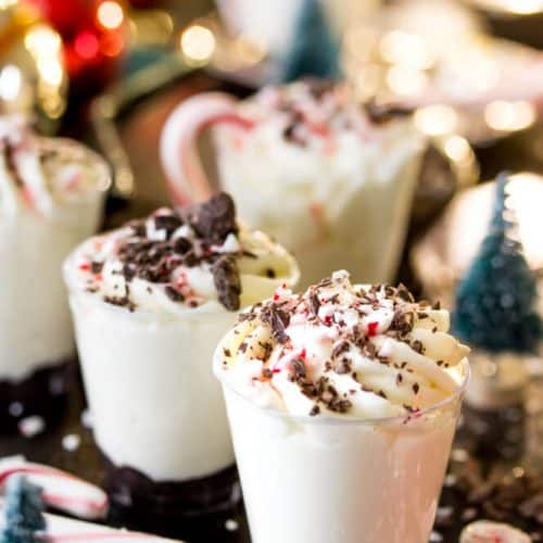 Peppermint bark dessert shooters