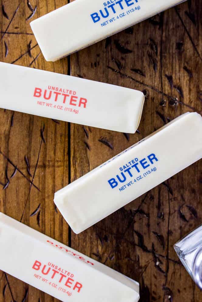 Sticks of salted and unsalted butter