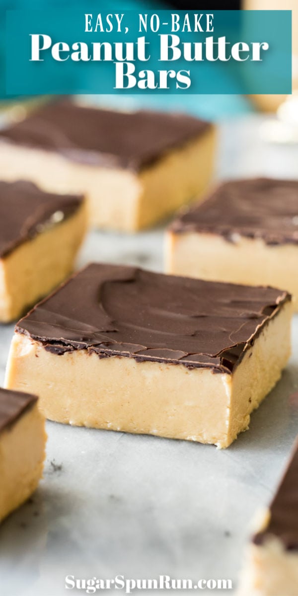 Peanut butter bars on marble surface