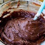 Chocolate batter in mixing bowl