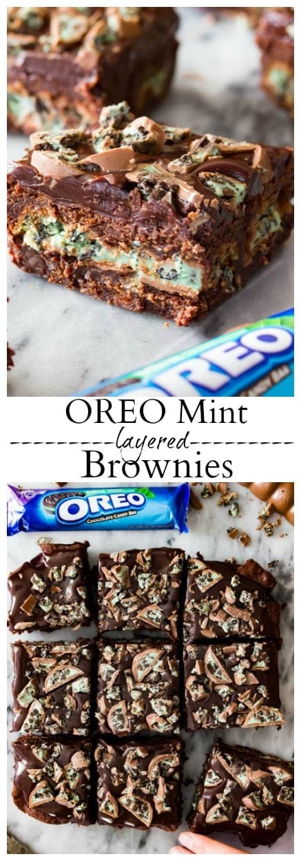 Oreo Mint Layered Brownies