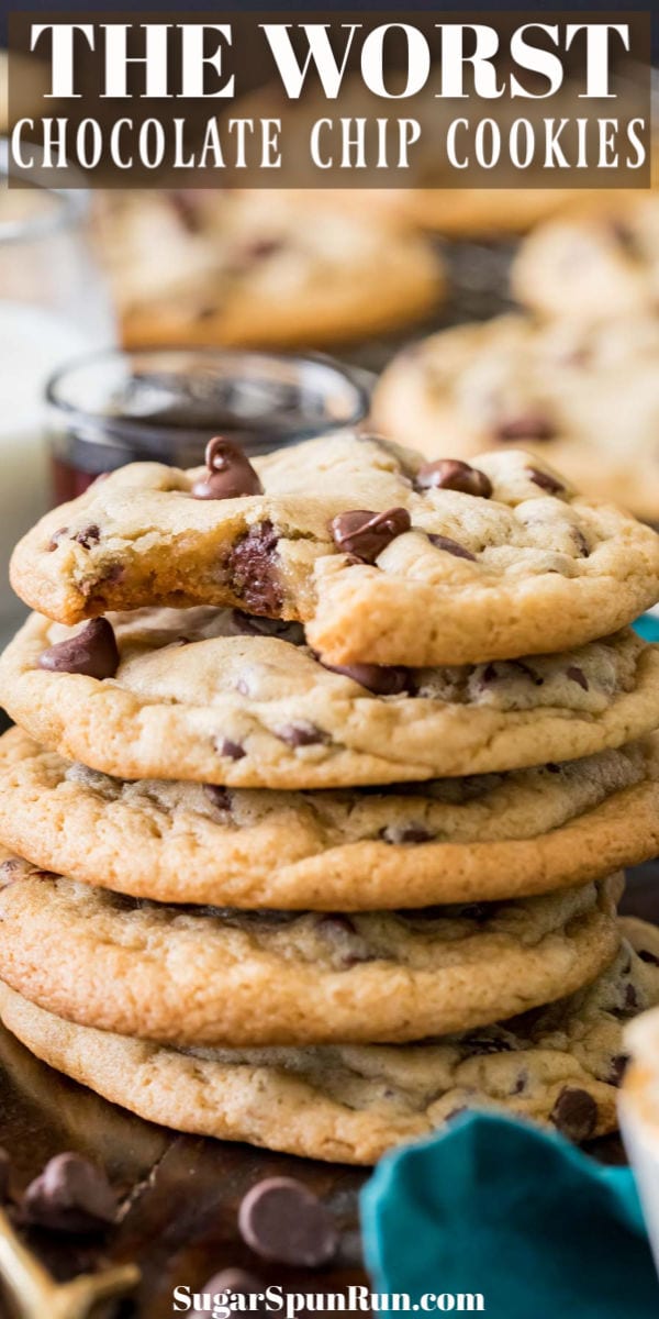 Stack of worst chocolate chip cookies