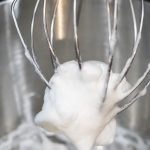 Egg whites forming stiff peaks