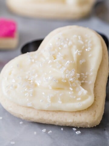 Heart shaped sugar cookies with icing