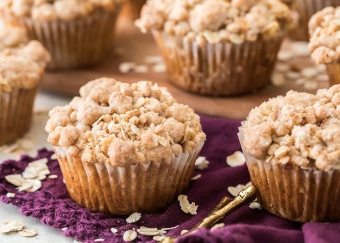 Oatmeal muffin with oat streusel on top
