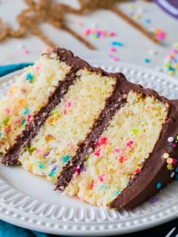 Slice of best birthday cake
