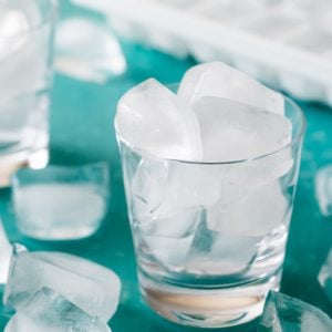 Ice cubes in drinking glass