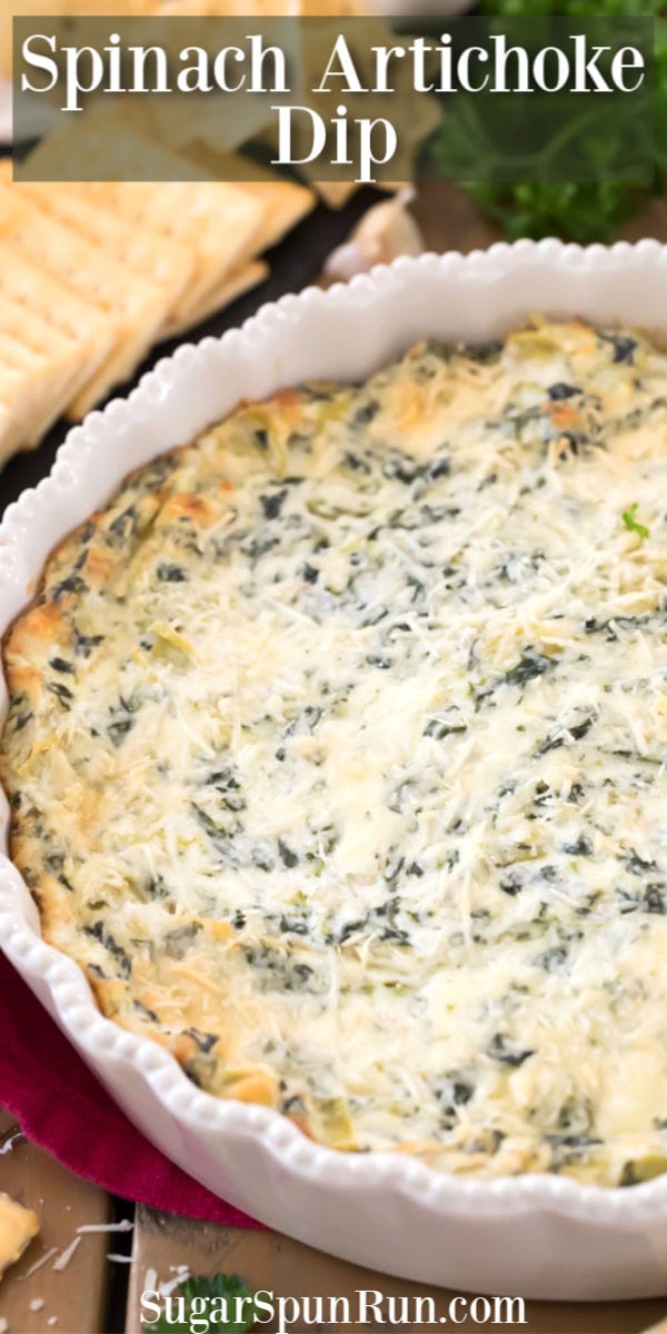 artichoke dip in white pie plate