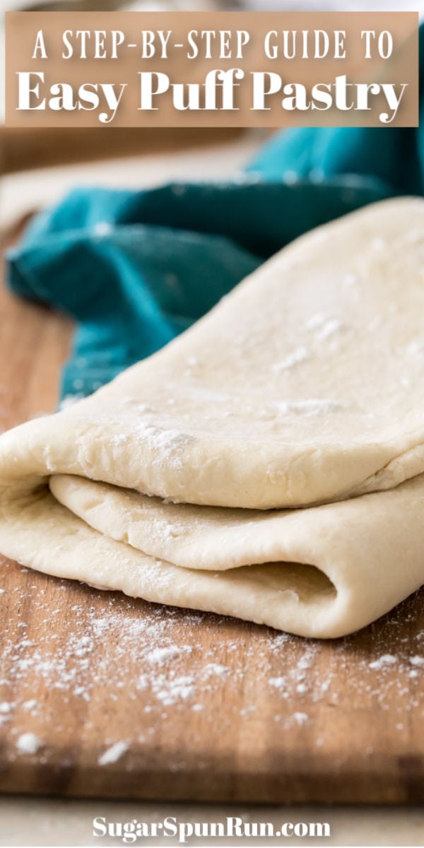 puff pastry folded up on cutting board
