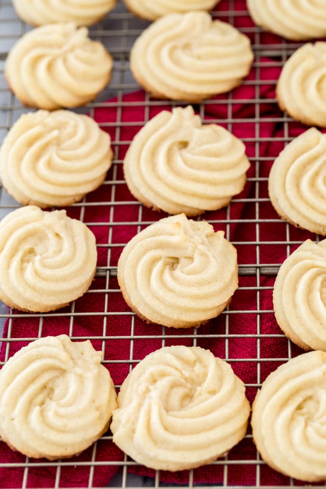 Butter cookies on cooling rack (not dipped in chocolate)