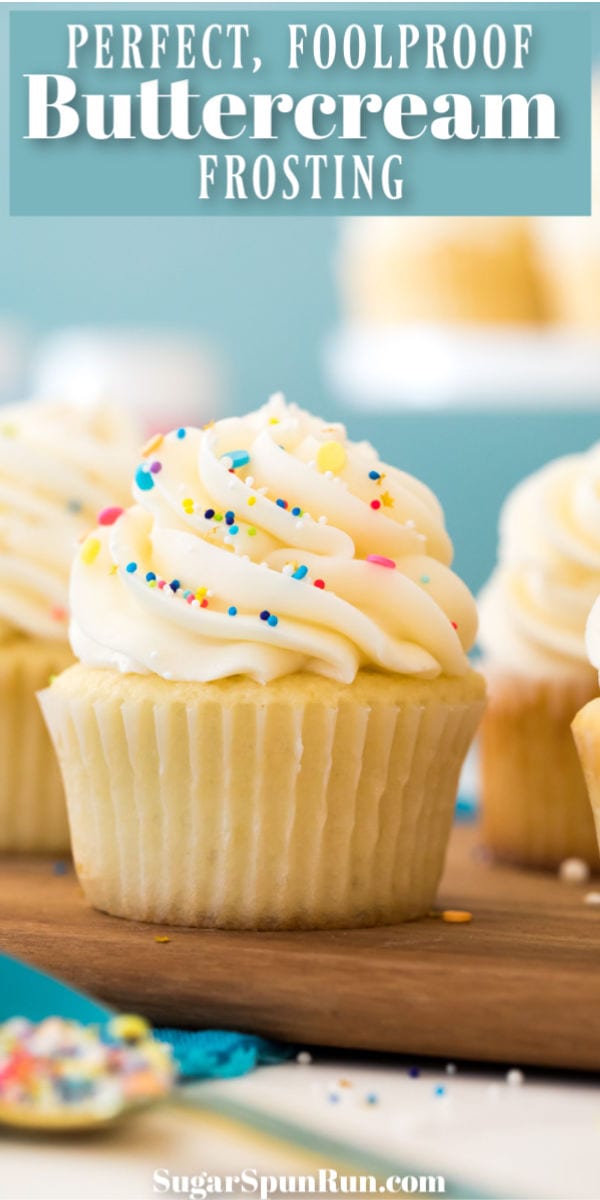 Buttercream frosting on vanilla cupcake
