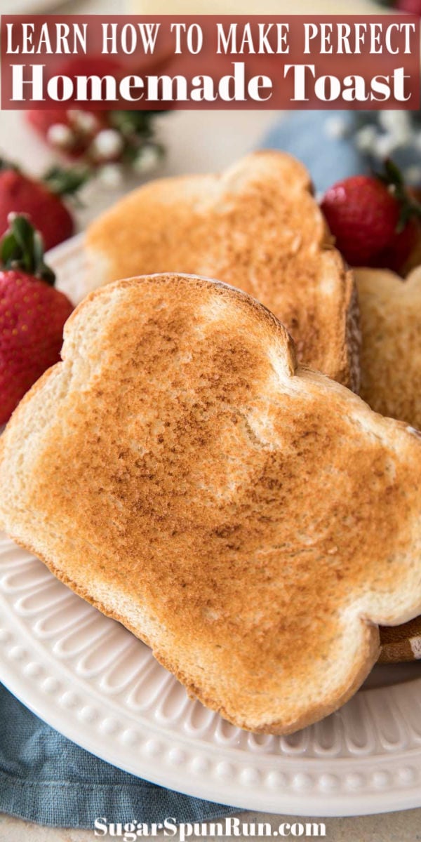 Toasted bread on a white plate