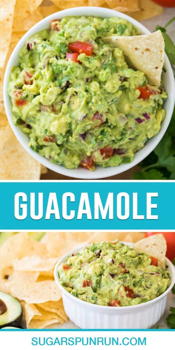 guacamole in white bowl: two photos