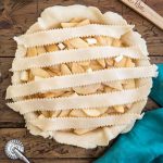 5 strips of pie dough over filling