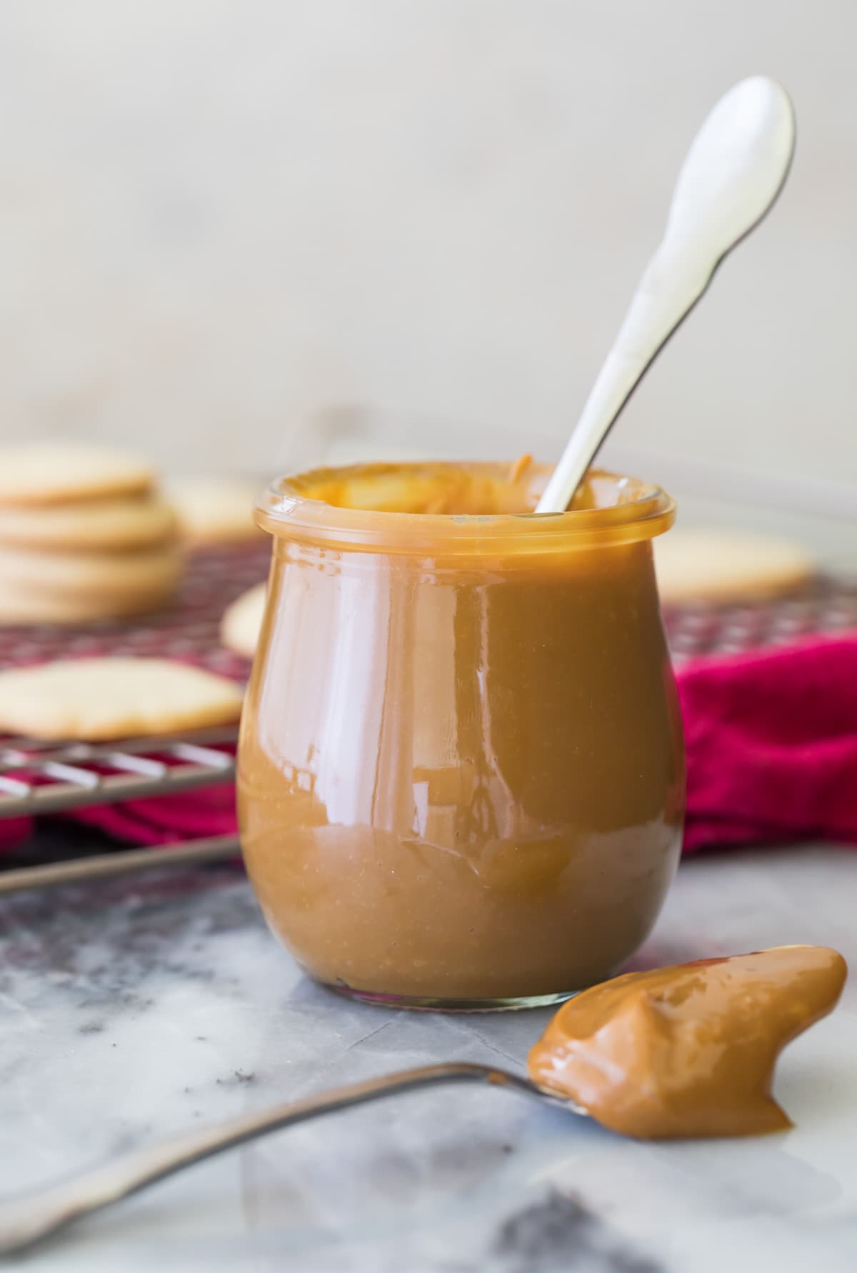dulce de leche in glass jar