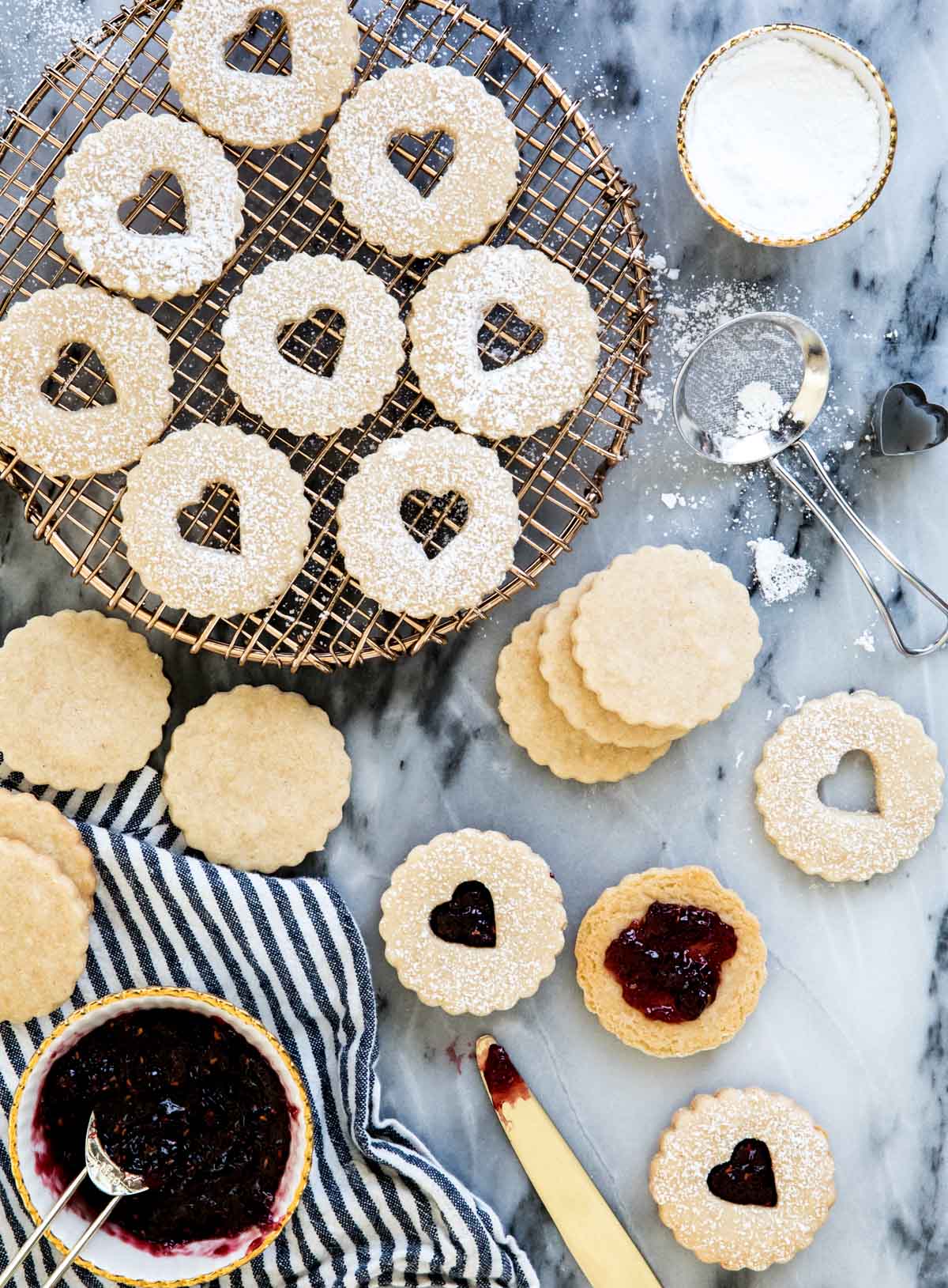 overhead of assembling linzer cookies