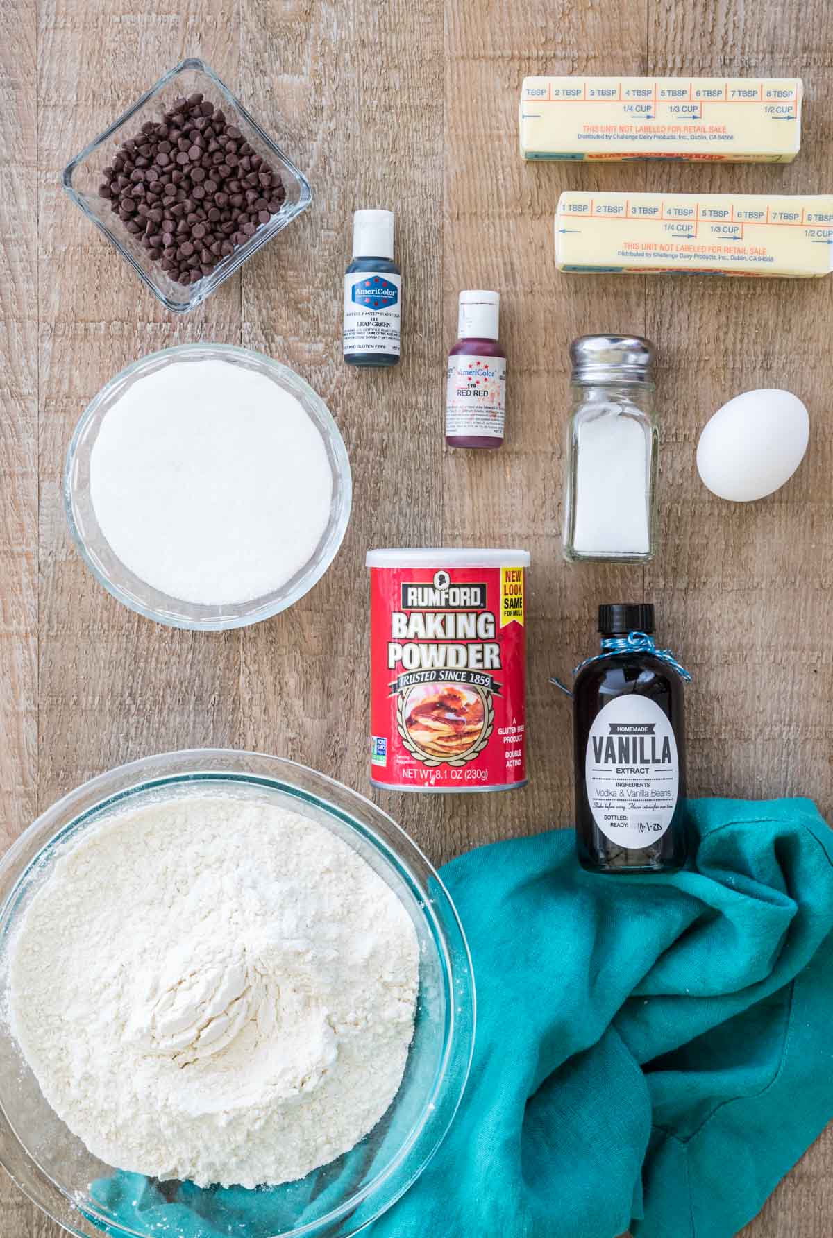 Ingredients to make watermelon sugar cookies