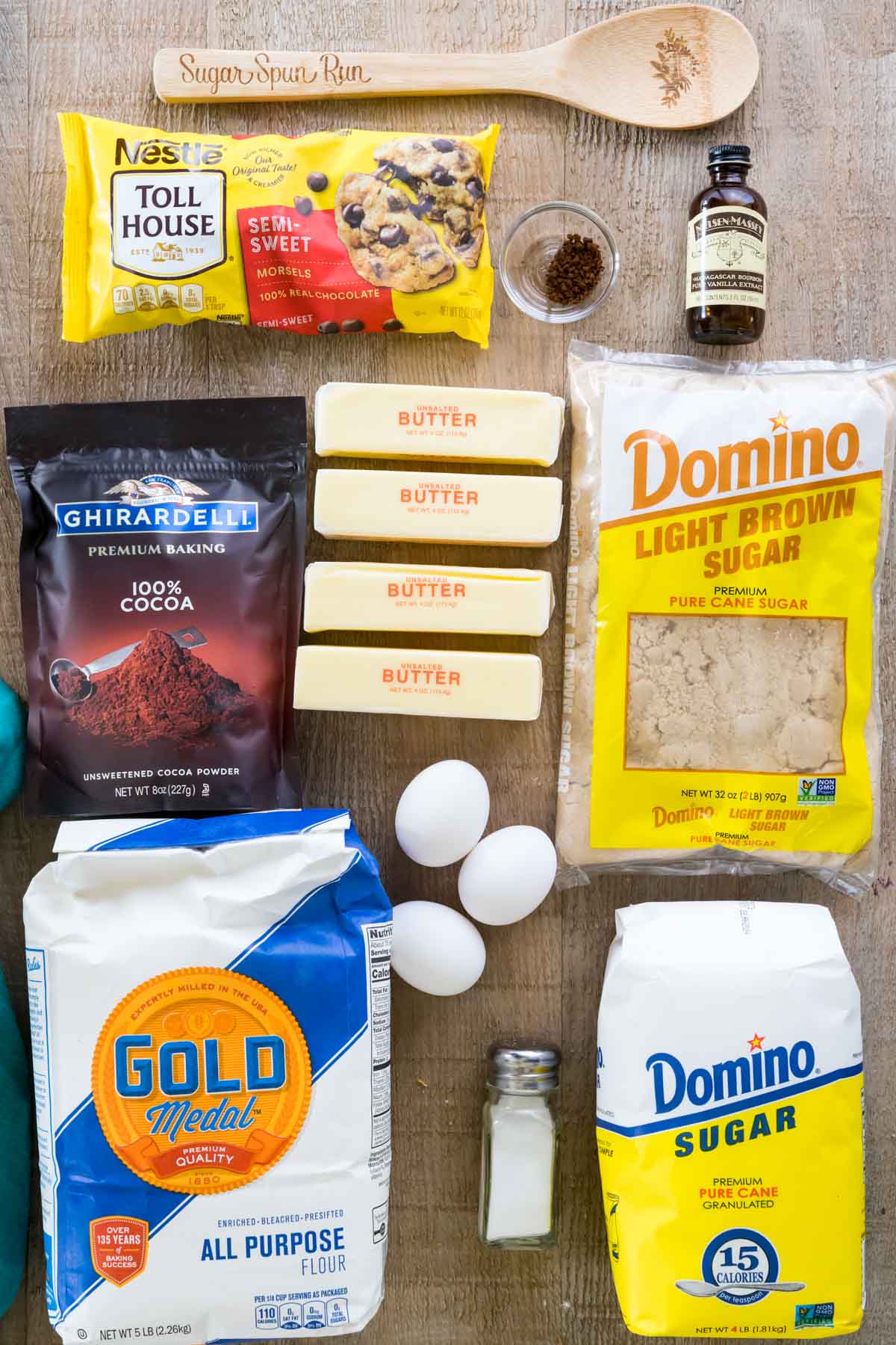 Ingredients for cookie dough brownies
