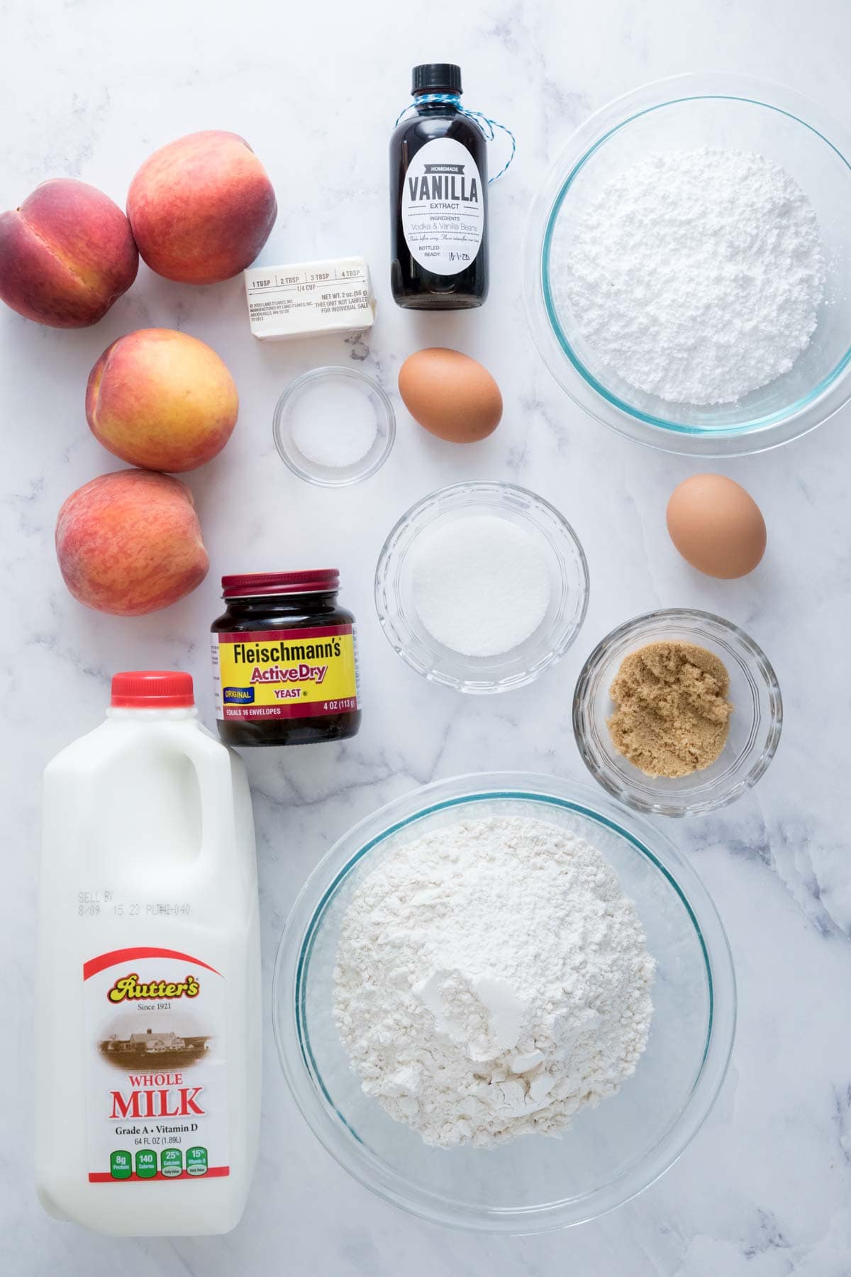 Ingredients for peach cake