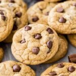 Pile of pumpkin chocolate chip cookies.