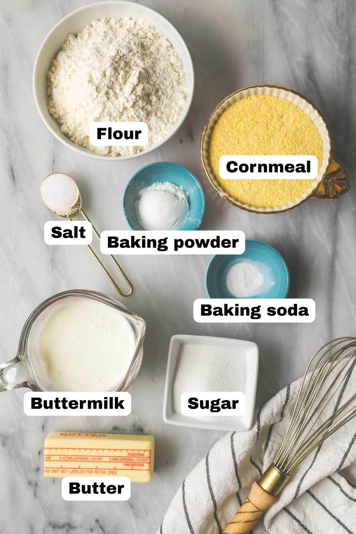 Ingredients for cornbread biscuits