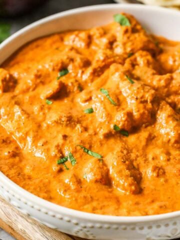 Bowl of butter chicken.
