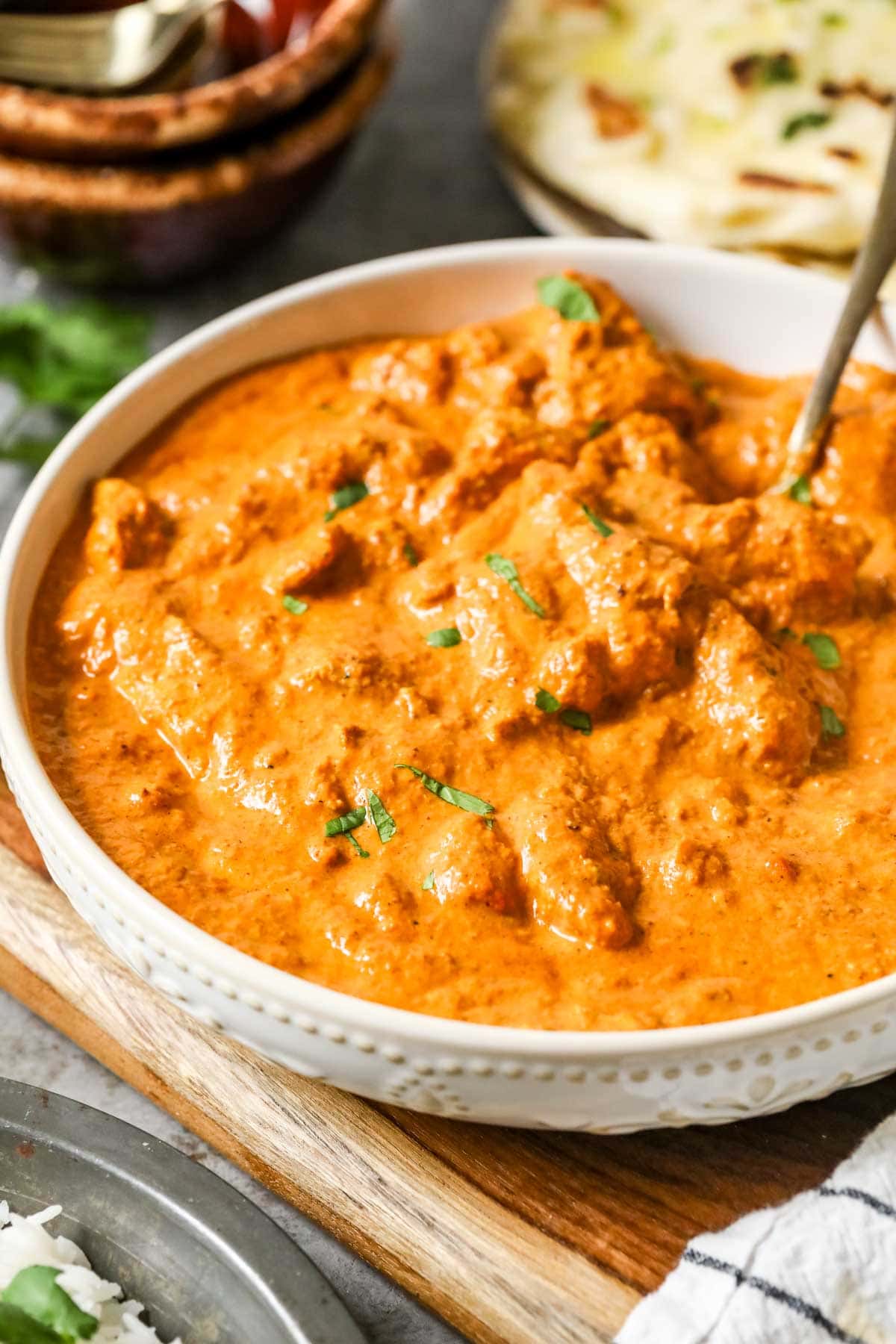 Bowl of butter chicken.