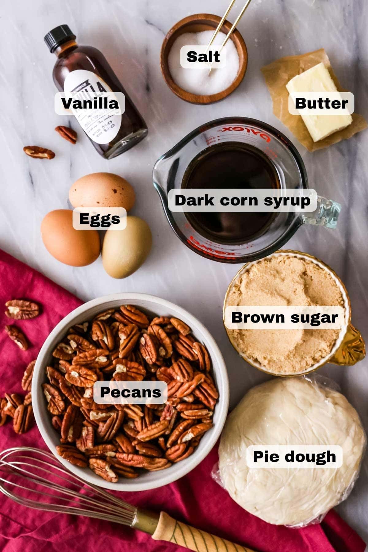Ingredients for pecan pie